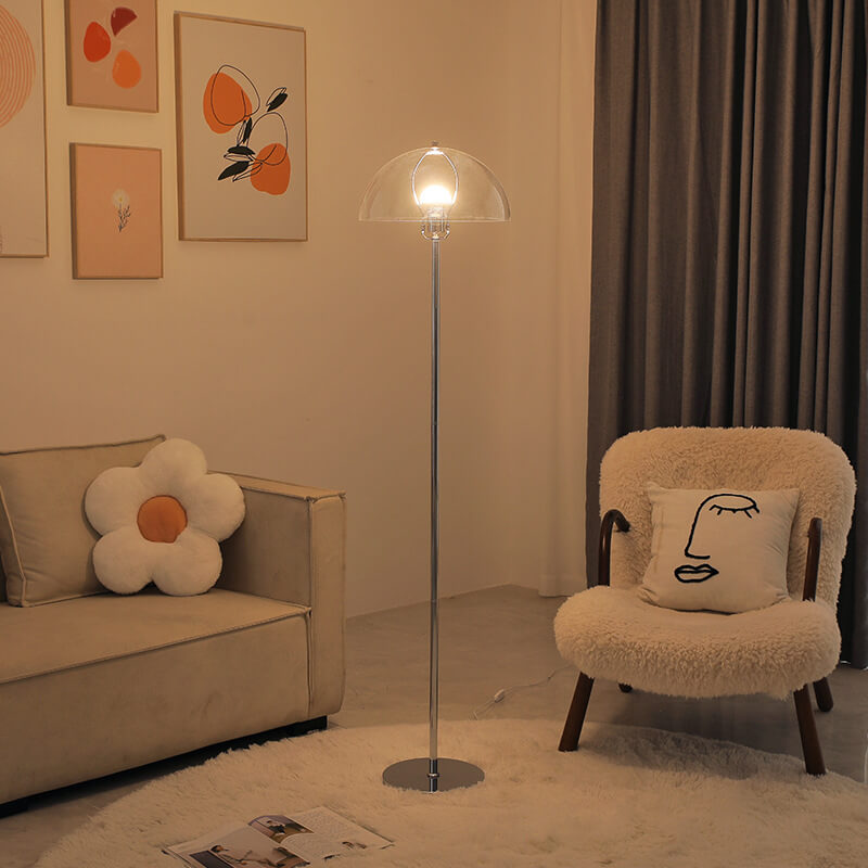 Nordic Vintage Acrylic Clear Dome LED Standing Floor Lamp Lumendat