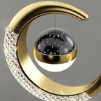 Contemporary Creative Iron Acrylic Moon LED Pendant Light for Bedroom