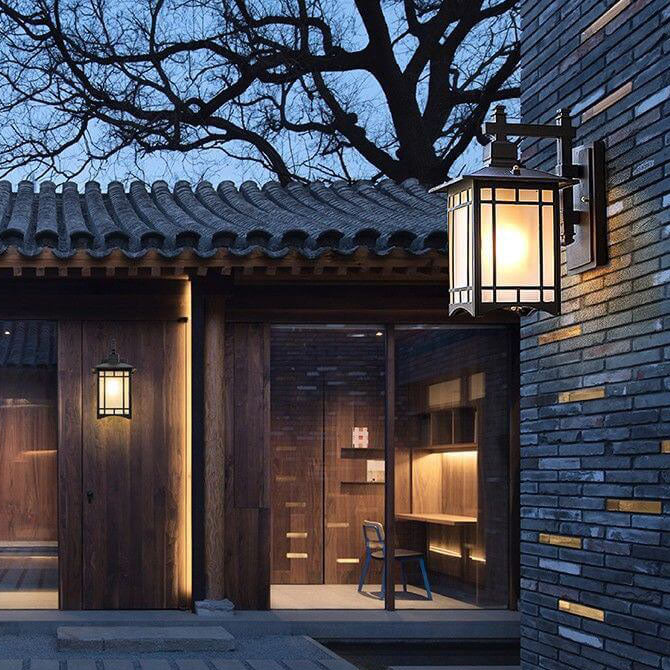 Modern Waterproof Solar Aluminum Chinese Pavilion Shape 1-Light Wall Sconce Lamp Lumendat
