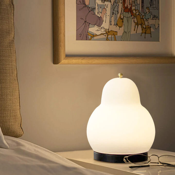 Traditional French Cream Pear Shape LED Rechargeable Touch Table Lamp For Bedroom Lumendat