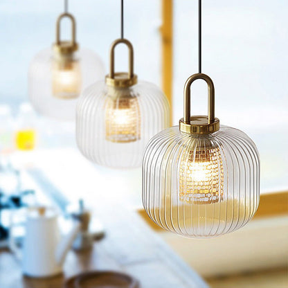 Modern Luxury Lantern Iron Glass 1-light Pendant Light for Living Room