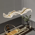 Contemporary Luxury Acrylic Corrugated Fluttering Tape Metal LED Island Light Pendant Light for Living Room BulbSquare