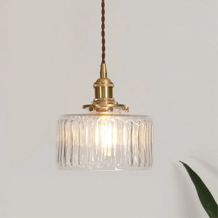 Japanese Vintage Brass Glass Round Jar 1-light Pendant Light Lumendat