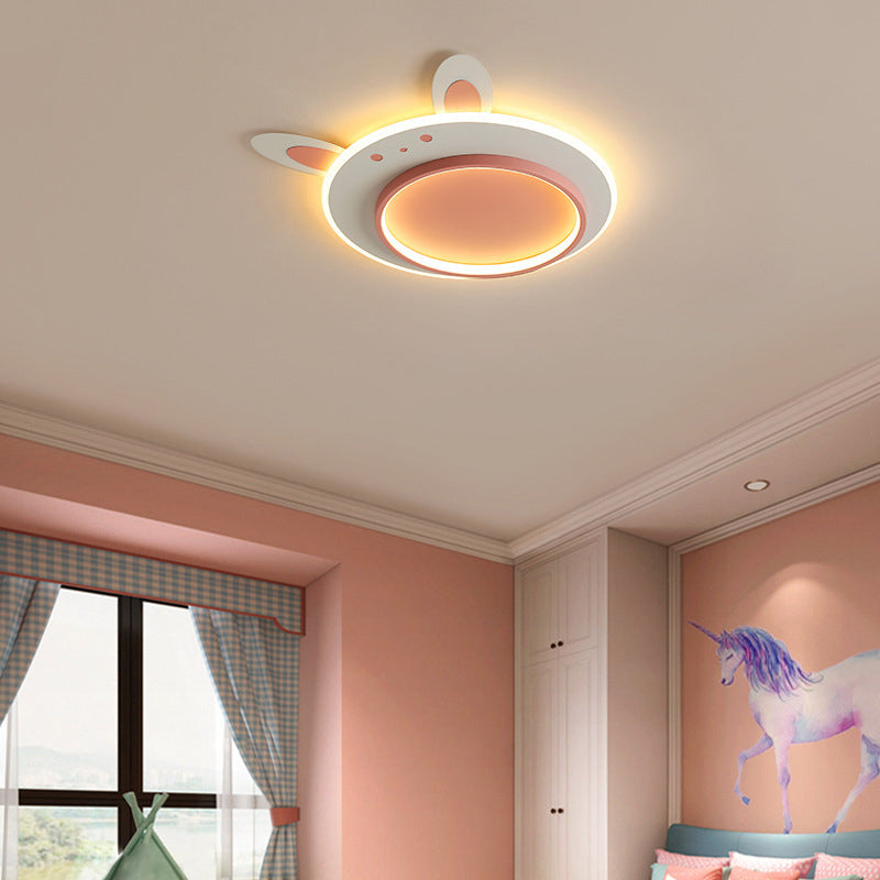 Lumendat Modern Simplicity Kids Iron Acrylic Rabbit Round LED Flush Mount Ceiling Light For Bedroom Lumendat
