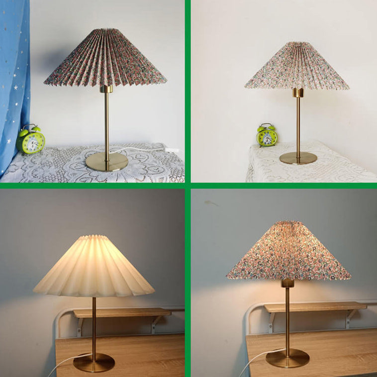 Retro Nostalgic Pleated Cloth Cover Umbrella Design 1-Light Table Lamp Lumendat