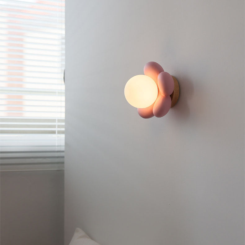 Modern Creative Flowers Shape Glass Ceramic 1-Light Kids Wall Sconce Lamp Lumendat