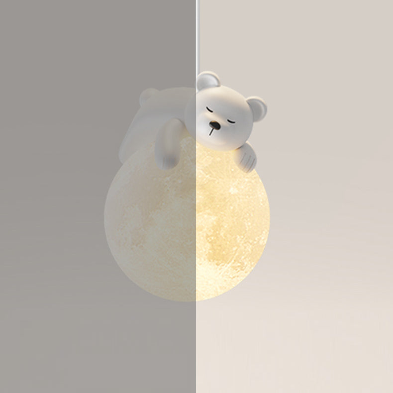 Contemporary Creative Resin Animal Rabbit Moon 1-light Kids Pendant Light for Living Room BulbSquare