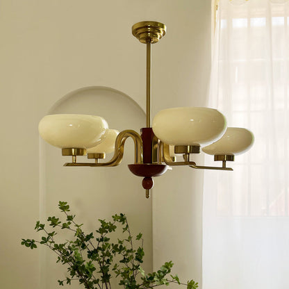 Traditional Vintage Metal Glass Oval Round 3/5 Light Chandeliers for Living Room