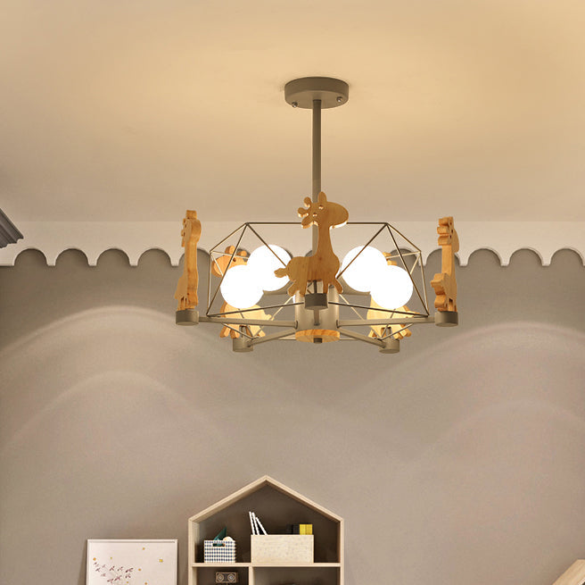 Lumendat Scandinavian Modern Children's Giraffe Diamond Pentagram Iron 5-Light Island Chandelier Lumendat