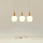 Nordic Solid Wood Glass White Bottle Island Light 1/3 Light Chandelier Lumendat