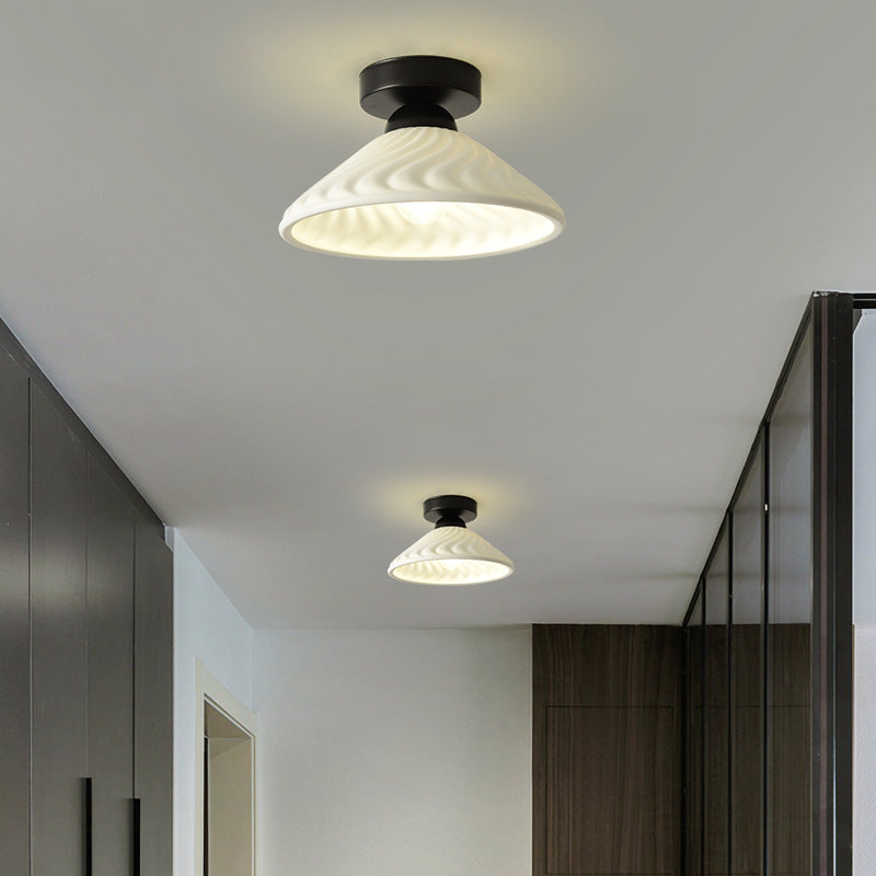 Modern Light Luxury Ceramic Disc 1-light Semi-flush Mount Lighting