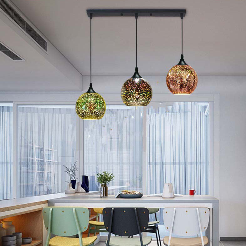 Modern Creative 3d Colorful Fireworks Glass Dome 2/3 Light Island Light Chandelier