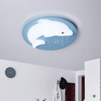 Lumendat Cartoon Cute Dolphin Blue Disc LED Flush Mount Ceiling Light Lumendat