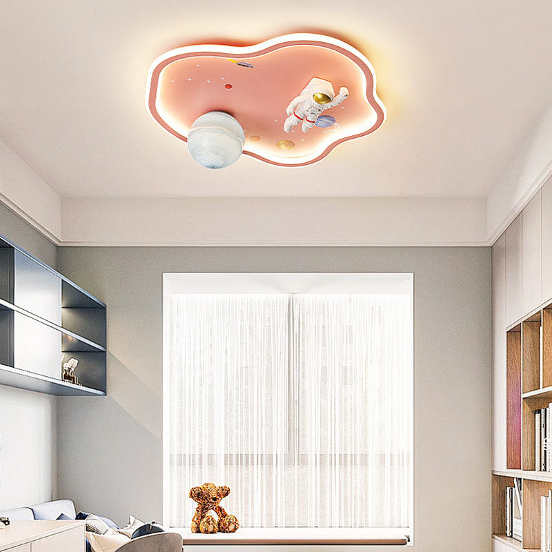 Lumendat Contemporary Creative Cartoon Planet Spaceman Acrylic LED Kids Flush Mount Ceiling Light For Living Room Lumendat
