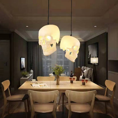 Contemporary Creative Skull Resin Iron 1-Light Halloween Pendant Light For Living Room