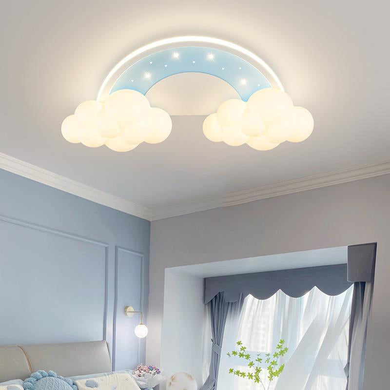 Lumendat Modern Art Deco Kids Iron PE Cloud Rainbow Semicircular Astronaut LED Flush Mount Ceiling Light For Bedroom Lumendat