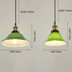 Contemporary Retro Emerald Green Flared Glass Shade 1-light Pendant Light for Dining Room BulbSquare