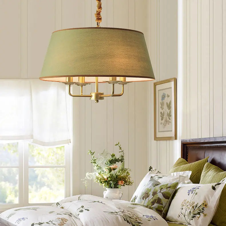 European Vintage Classic Iron Cloth 4-light Pendant Light modern luxury lighting fixture