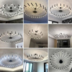 Contemporary Scandinavian Round Radioactive Iron Aluminum 12/24 Light Chandelier for Living Room Lumendat