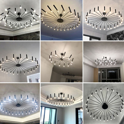 Contemporary Scandinavian Round Radioactive Iron Aluminum 12/24 Light Chandelier for Living Room