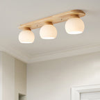 Japanese Vintage Striped Glass Wood Long Plate 2/3 Light Flush Mount Ceiling Light Lumendat