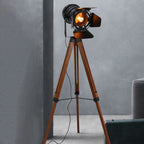 Industrial Vintage Solid Wood Iron Photographer Tripod 1-Light Standing Floor Lamp Lumendat