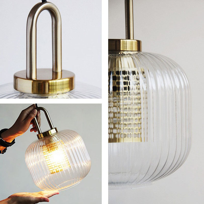 Modern Luxury Lantern Iron Glass 1-light Pendant Light for Living Room