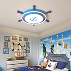 Lumendat Modern Children's Pirate Ship Rudder Iron Acrylic LED Flush Mount Ceiling Light Lumendat