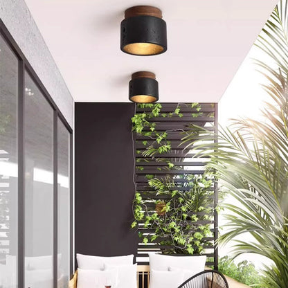 Modern Minimalist Cylinder Stone 1-light Flush Mount Ceiling Light for Bedroom