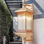 Contemporary Industrial Brass Finish Frame Glass Shade 1/3-Light Wall Sconce Lamp For Outdoor Patio Lumendat