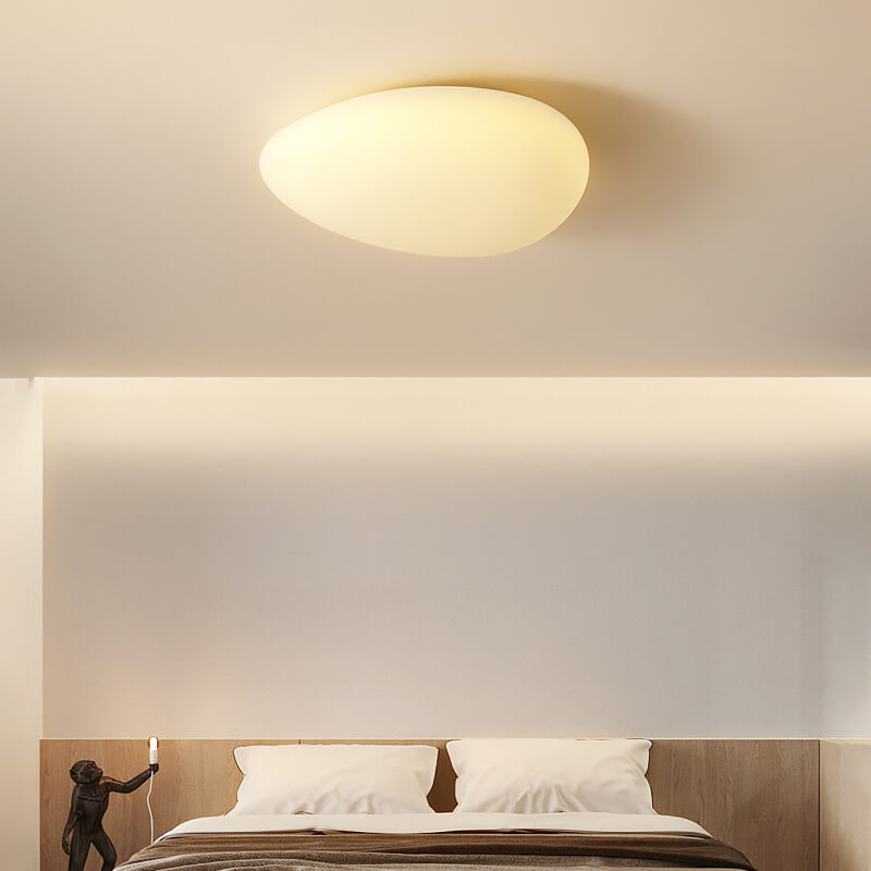 Nordic Minimalist Cobblestone Pe Lampshade LED Flush Mount Ceiling Light