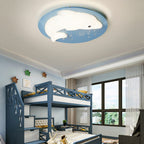 Lumendat Cartoon Cute Dolphin Blue Disc LED Flush Mount Ceiling Light Lumendat