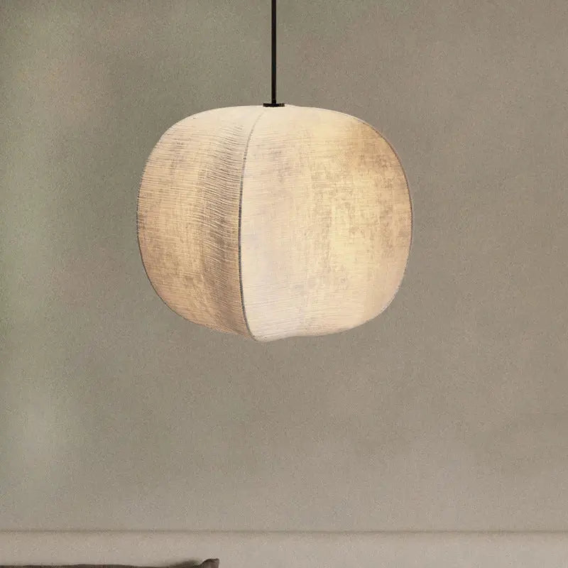 Traditional Japanese Zen Anti-silk Lantern Shape 1-light Pendant Light for Living Room BulbSquare