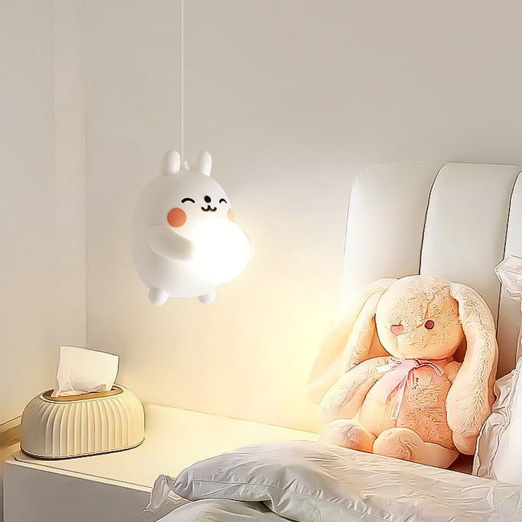 Lumendat Modern Art Deco Kids Iron Acrylic Rabbit LED Pendant Light For Bedroom Lumendat