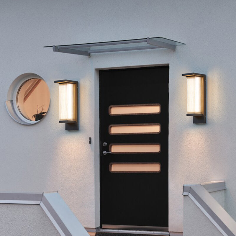 Industrial Waterproof Rectangular PC Striped Shade LED Outdoor Wall Sconce Lamp Lumendat