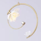 Chinese Retro Ceramic Floral Embellished Copper Arc LED Pendant Light