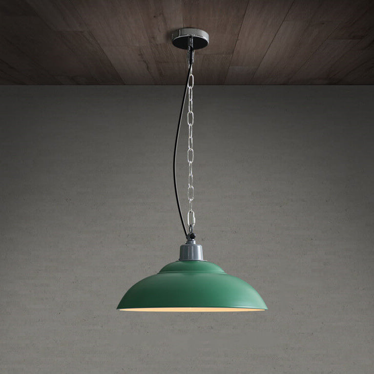 Retro Industrial Military Green Dome Iron 1-Light Pendant Light