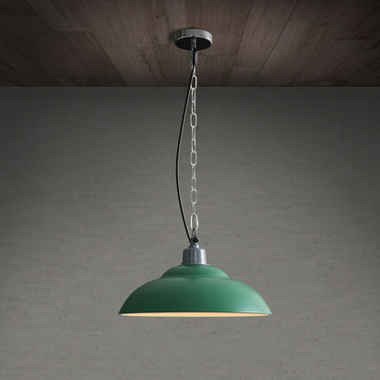 Retro Industrial Military Green Dome Iron 1-Light Pendant Light