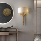 Europe Luxury Fabric Brass Branches 2-Light Wall Sconce Lamp Lumendat
