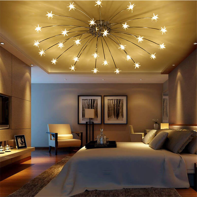 Contemporary Creative Full Of Star Iron 12/21/28 Light Flush Mount Ceiling Light For Living Room Lumendat