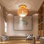 Modern Minimalist Creative Bamboo Weaving Flush Mount Ceiling Lamp Lumendat