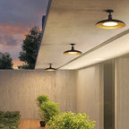 Contemporary Scandinavian Carbonized Steel Round Waterproof 1-light Semi-flush Mount Ceiling Light for Outdoor Patio BulbSquare