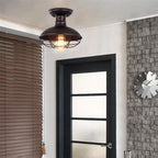 Contemporary Industrial Semicircle Iron 1-light Semi-flush Mount Ceiling Light for Living Room