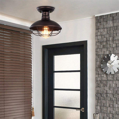 Contemporary Industrial Semicircle Iron 1-light Semi-flush Mount Ceiling Light for Living Room
