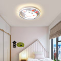 Lumendat Contemporary Creative Kids Iron Acrylic Round Pig LED Flush Mount Ceiling Light For Bedroom Lumendat