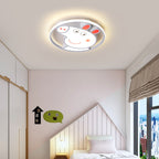 Lumendat Contemporary Creative Kids Iron Acrylic Round Pig LED Flush Mount Ceiling Light For Bedroom Lumendat