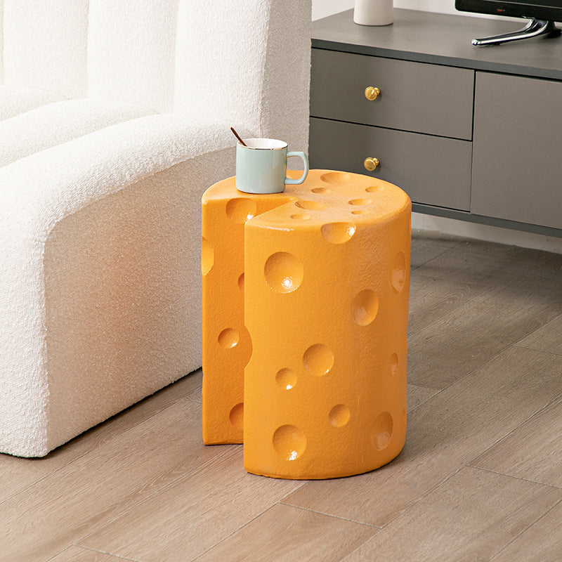 Lumendat Contemporary Creative Kids Round Cylinder Cheese Resin Side Table For Bedroom Lumendat