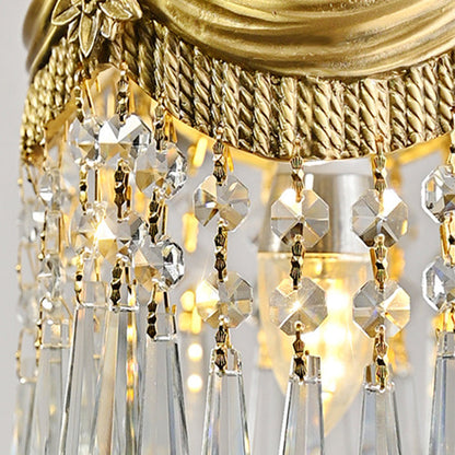 Vintage Luxury Crystal Copper Tassel 1-Light Pendant Light