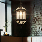 Contemporary Retro Hexagonal Lantern Glass Aluminum 1-light Waterproof Pendant Light for Outdoor Patio BulbSquare