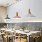 Nordic Minimalist Macaron Solid Color Aluminum Wood 1-light Pendant Light BulbSquare